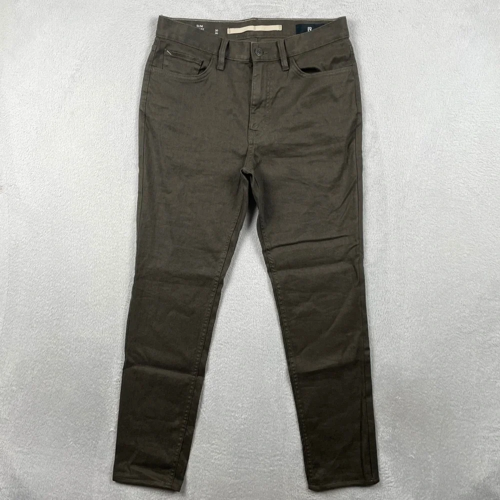 Banana Republic Traveler Pants Men 30x28 Slim Fit Brown Linen Blend Tapered